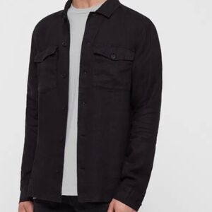 All Saints Black Button-Up Shirt Jacket
